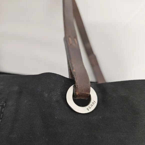 Fendi Vintage Zucca Tote Bag In Black Nylon And Leather Monogram - Picture 7 of 16